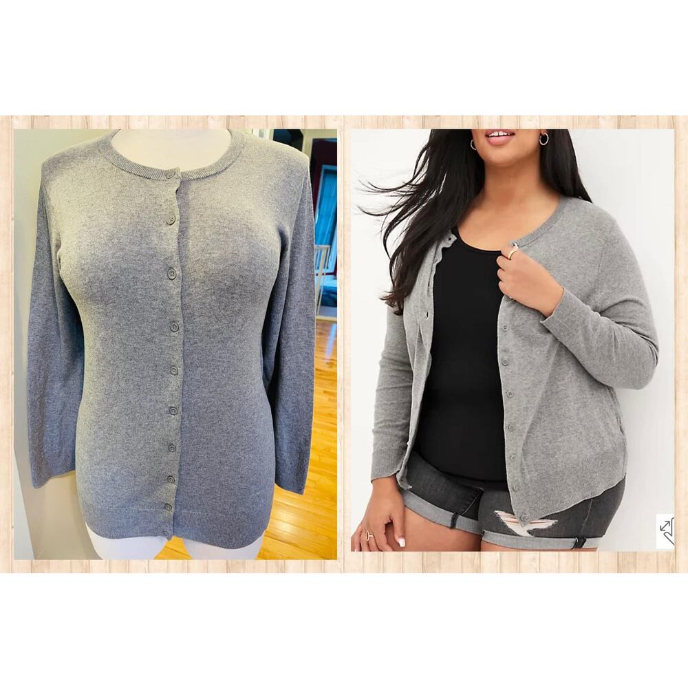 New Torrid 5 (5X 28) Classic Gray Button Up Cardigan‎ Lightweight Sweater Top